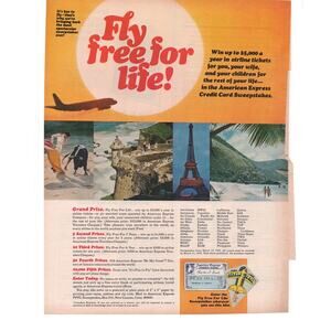 American Express Credit Card Sweepstakes Advertisement Vintage 1969 Travel Air